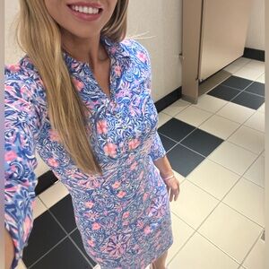 Xxsmall new nwt beautiful Lilly Pulitzer dress blue pink 3/4 sleeve